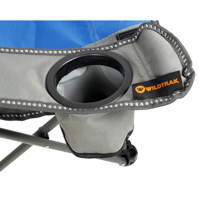Blue, drink holder in right armrest