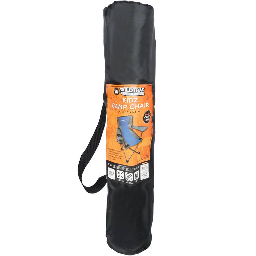 Blue, stowed in carry bag