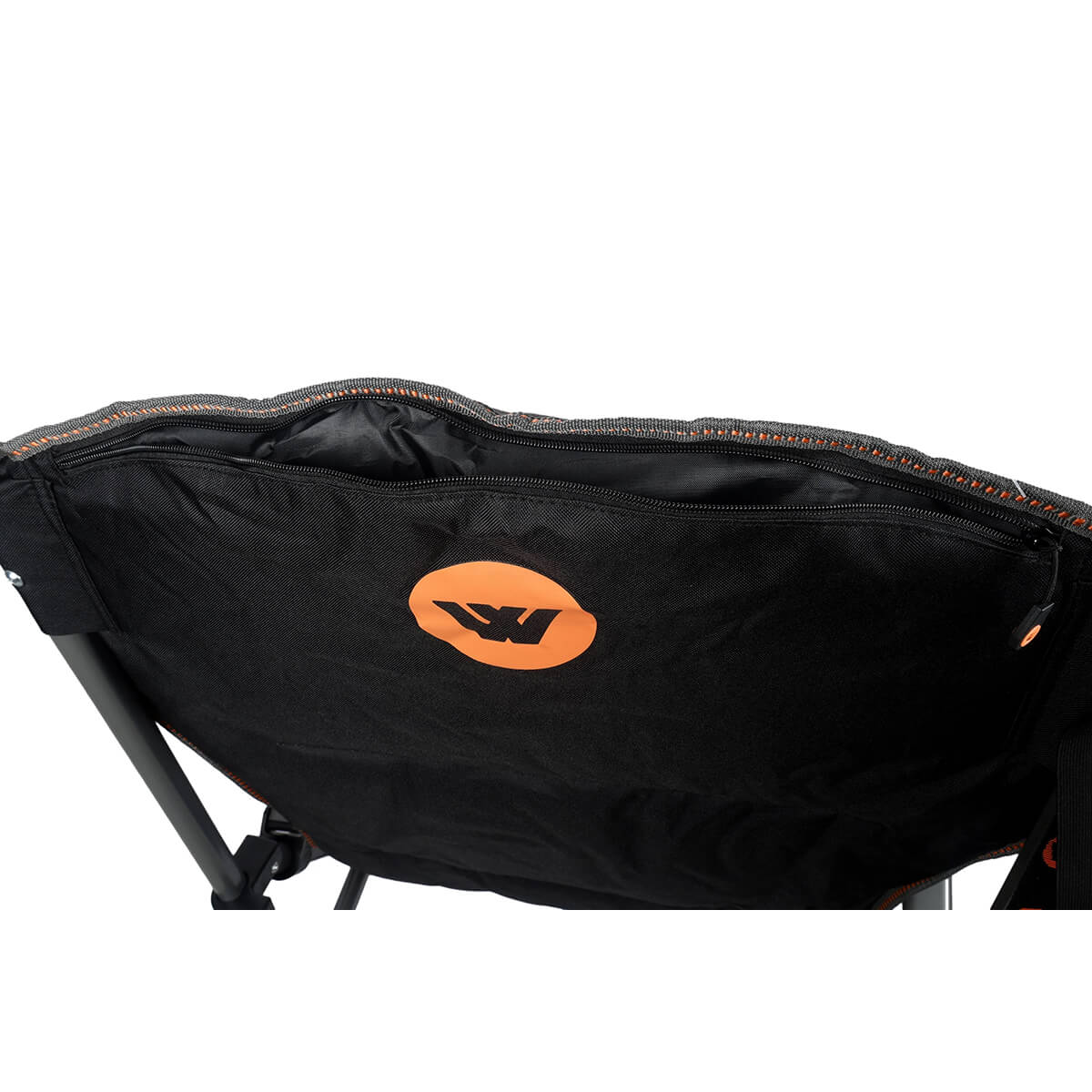 3/4 top back view of zipped top pocket
