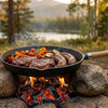In use cooking meat and veggies on a camp oven