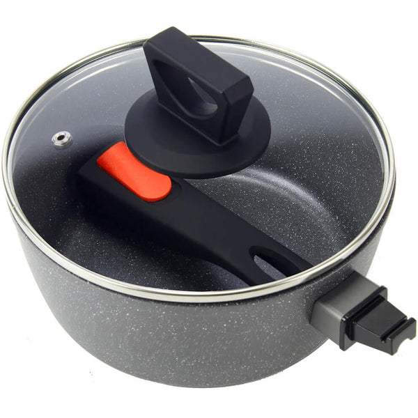 Handle stowed inside the saucepan