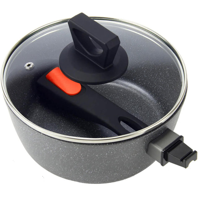Handle stowed inside the saucepan
