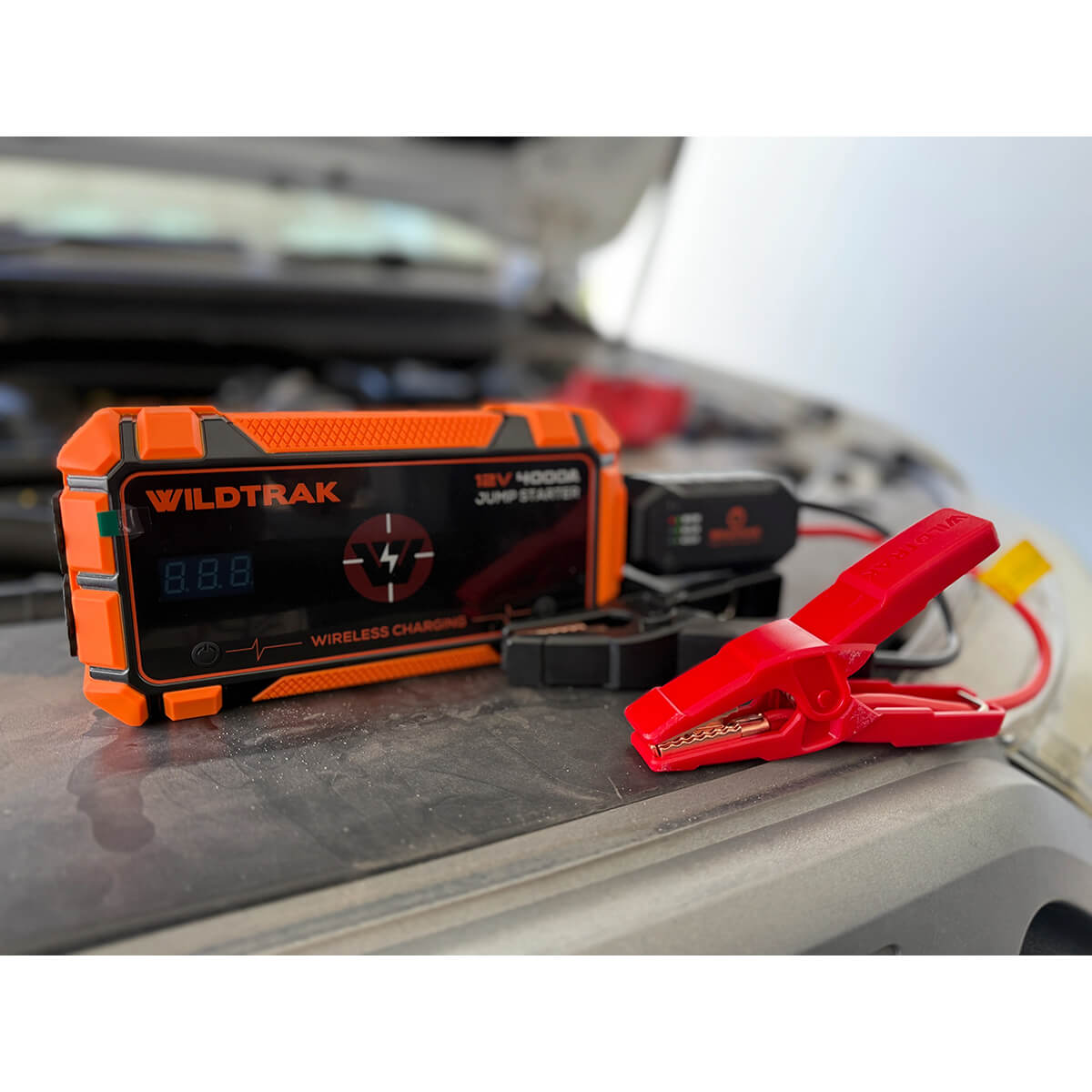 Shown on a car with jumper cables