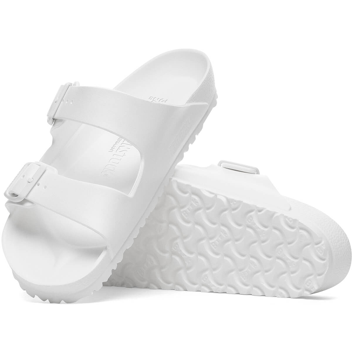 White, pair, 3/4 top and sole views