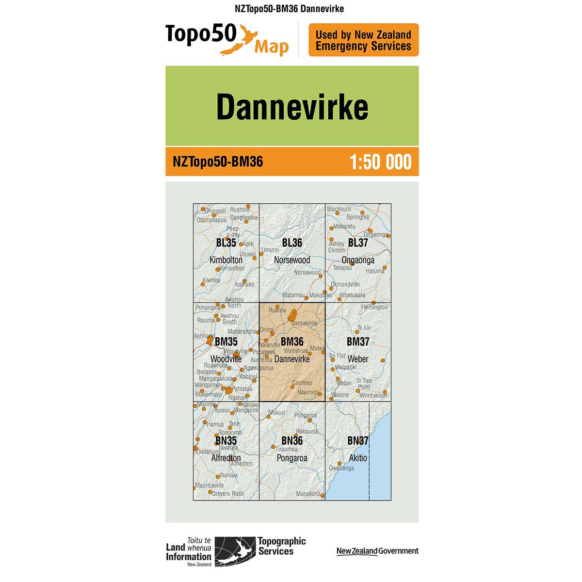 Topo50 BM36 Dannevirke