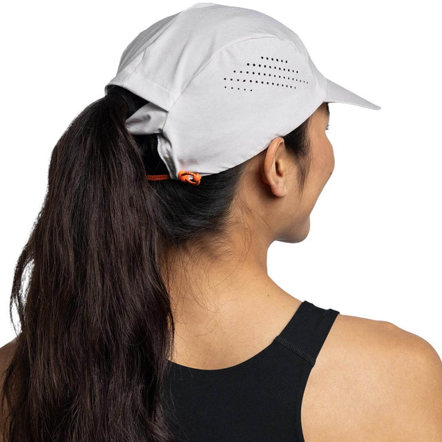 Acro Birch Grey, 3/4 back view on female model