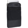 Black, 3/4 view of laptop sleeve with laptop showing