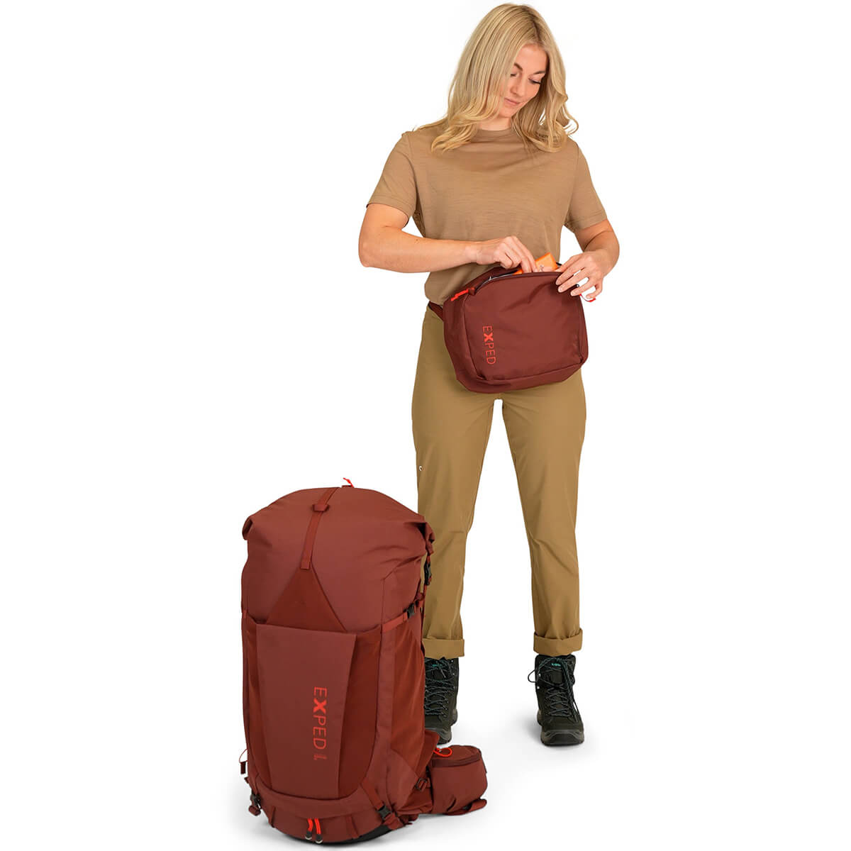 Henna top lid pocket worn as waist pack
