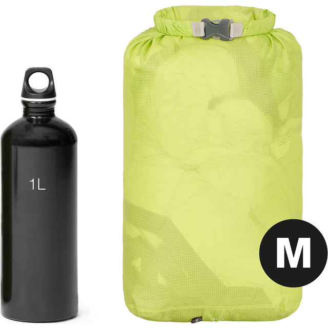 Medium, packed and beside 1L bottle for size comparison