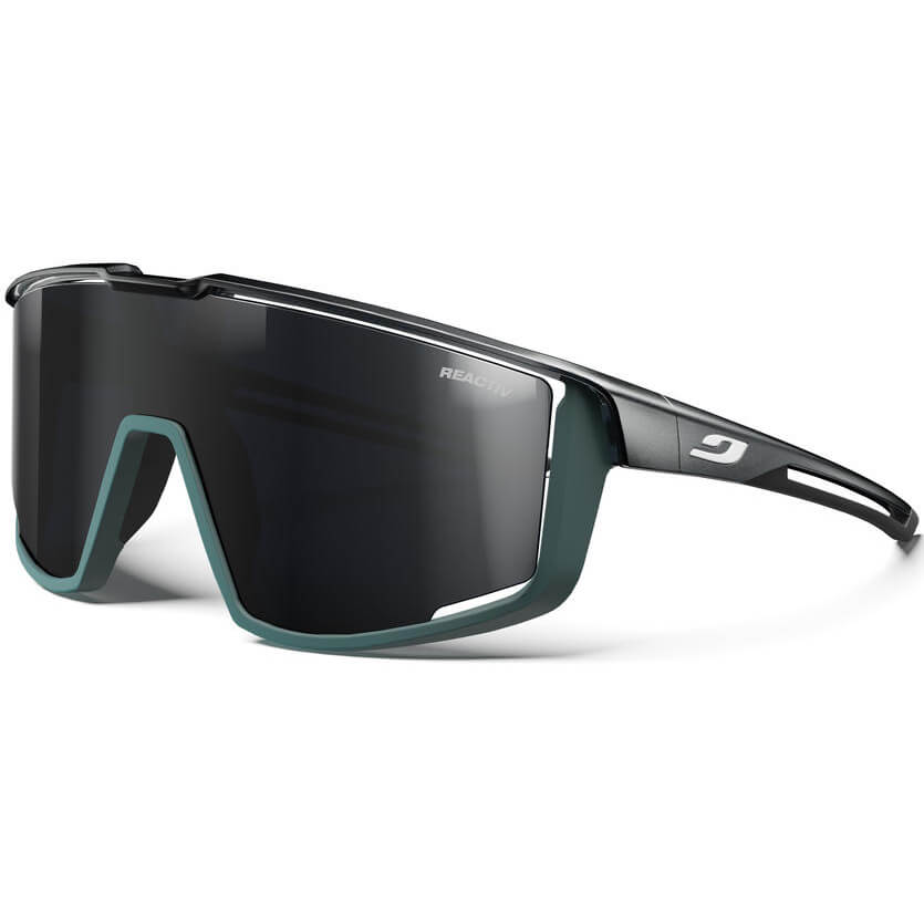 Fury Sunglasses: REACTIV Performance 0-3 Lenses - Shiny Translucent Black/Matt Green