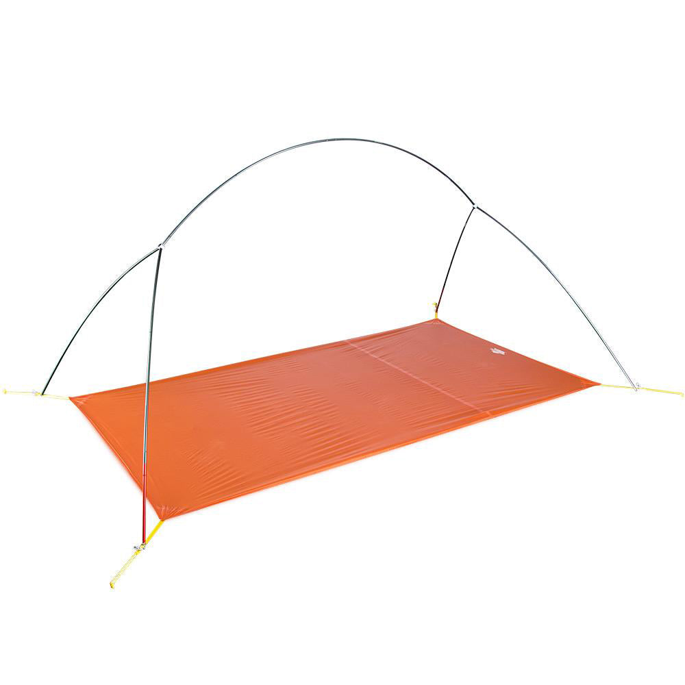 Footprint in place with tent poles