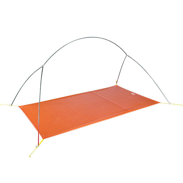 Footprint in place with tent poles