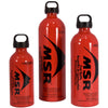The 3 sizes of Fuel Bottles upright in a group