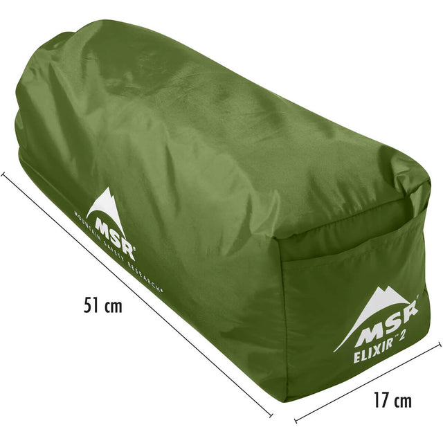 Packed in stuff sack and showing dimensions