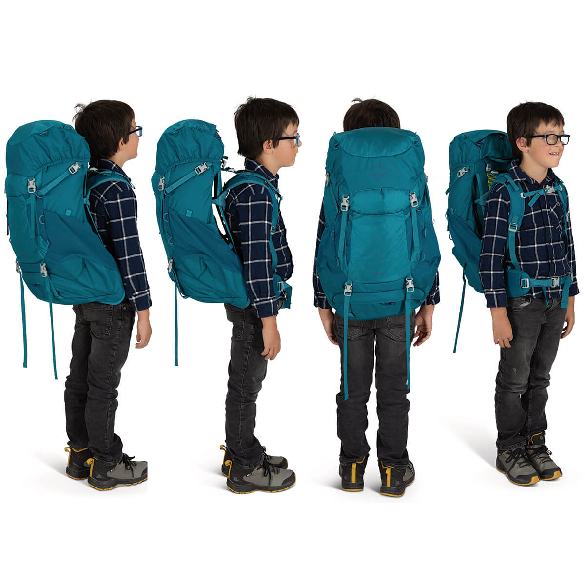 Blue Spikemoss/Deep Peyto, on boy model, various views