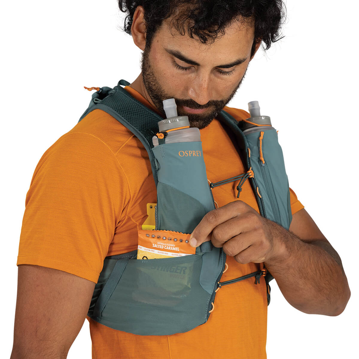 Cascade Blue drop-in harness pockets in use