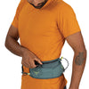 Cascade Blue left front drop-in pocket in use