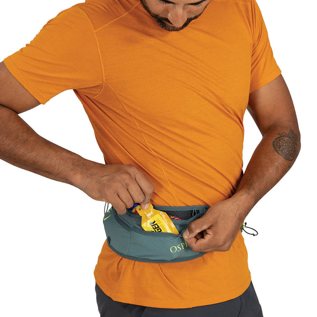 Cascade Blue right front drop-in pocket in use