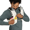 Mystery White right drop-in harness pockets in use