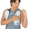 Dawn Blue securing flask in vestpack