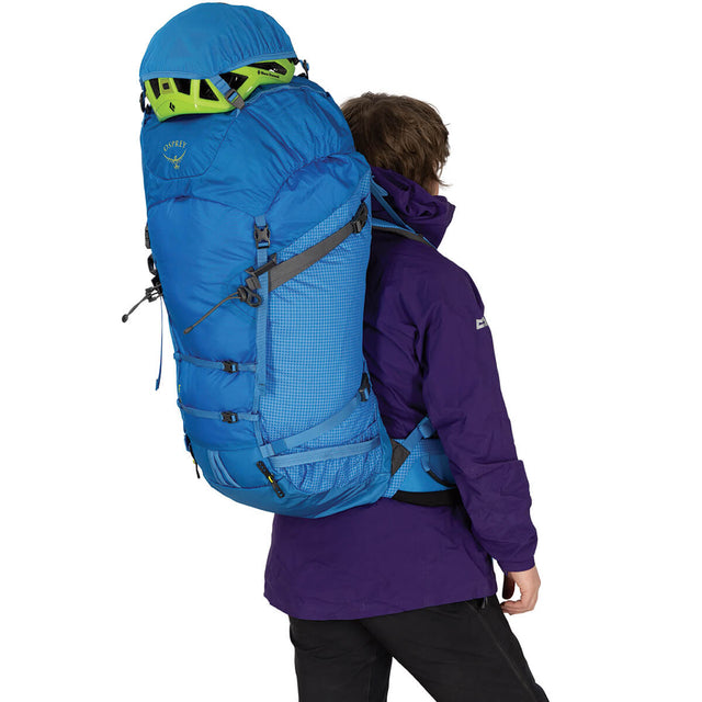 Blue Flame worn with helmet carry in use