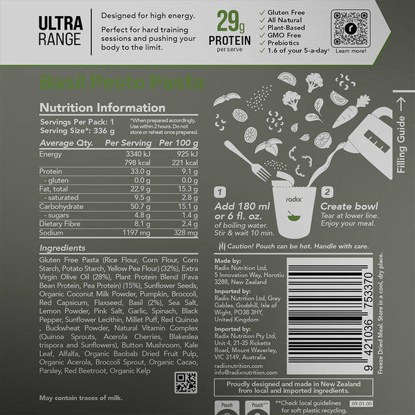 Information on back of pack