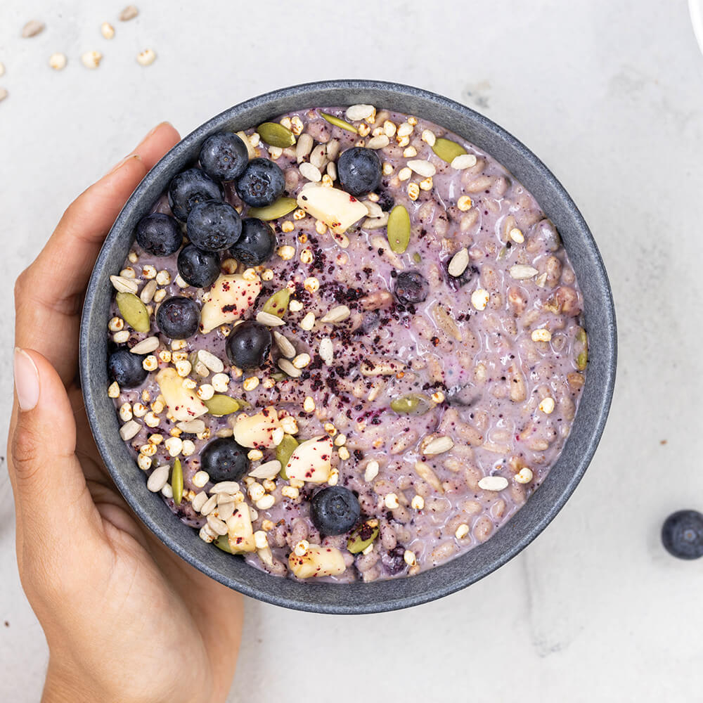 In bowl with fresh toppings