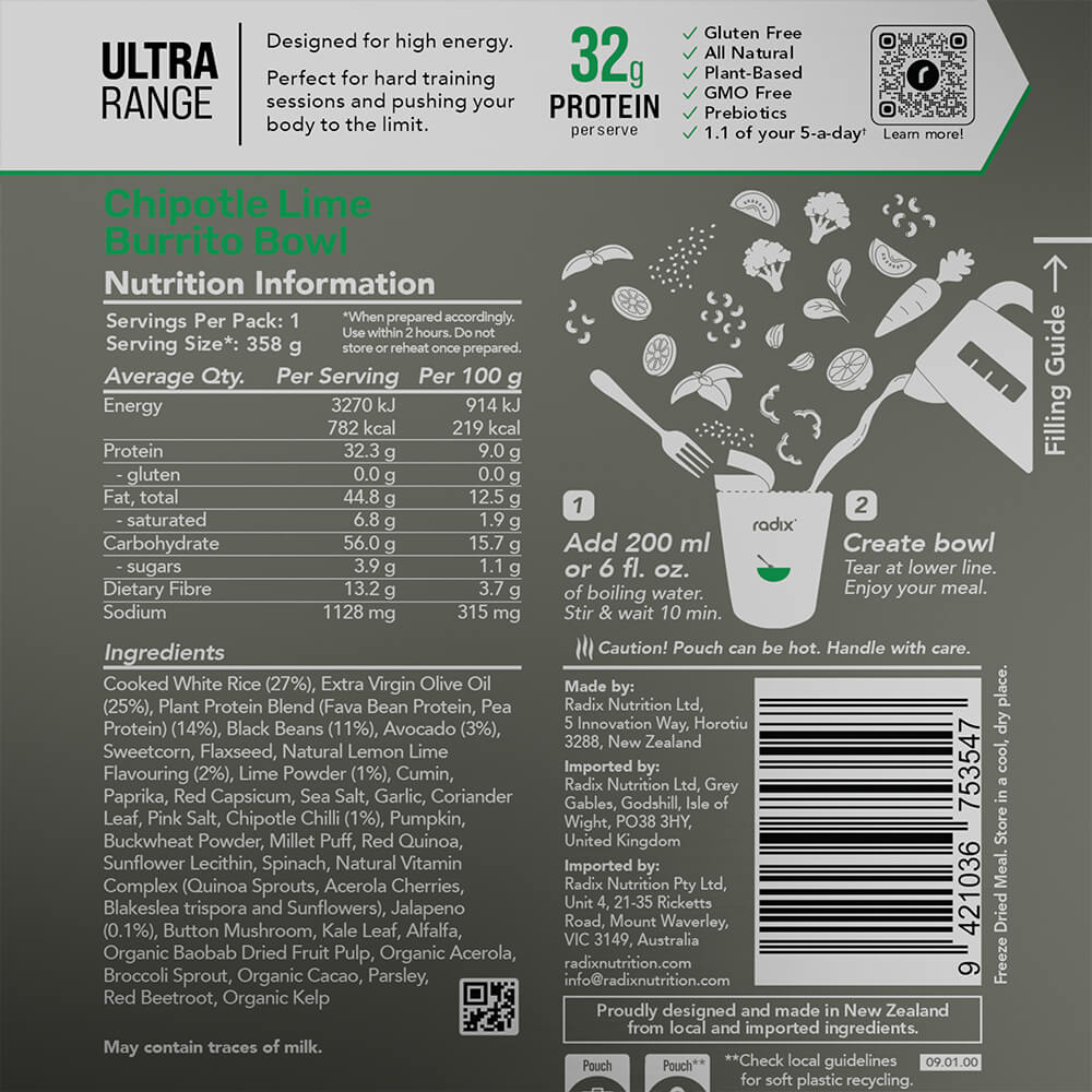 Information on back of pack