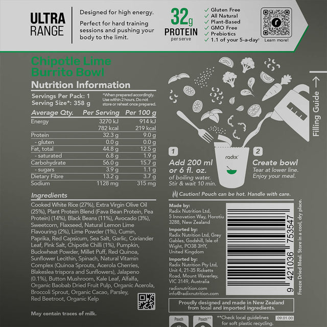 Information on back of pack