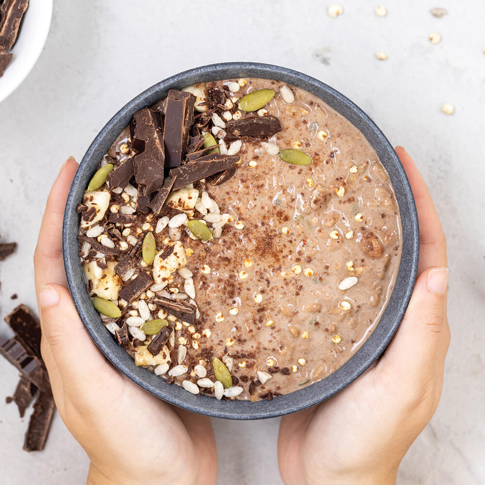 In bowl with fresh toppings
