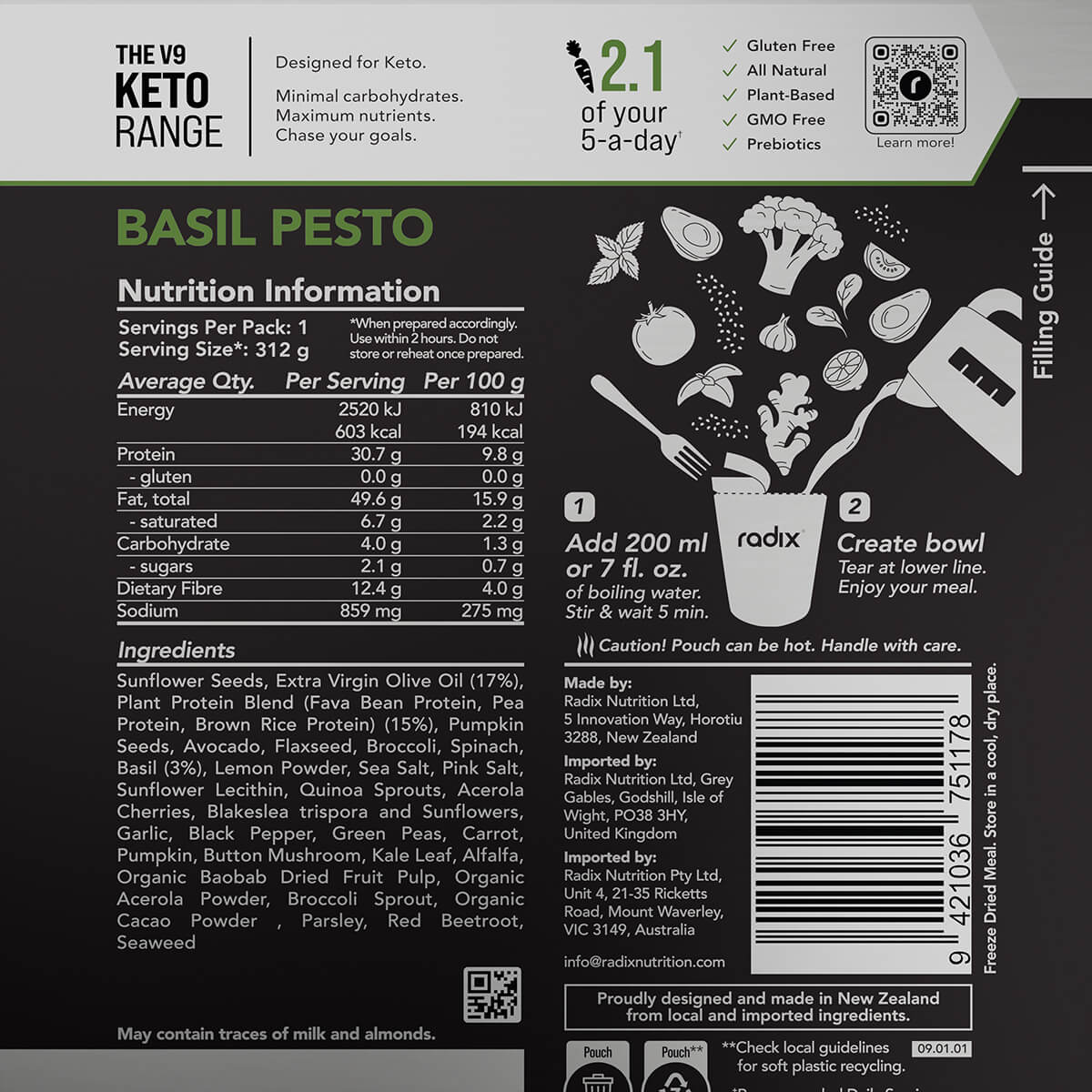 Information on back of pack