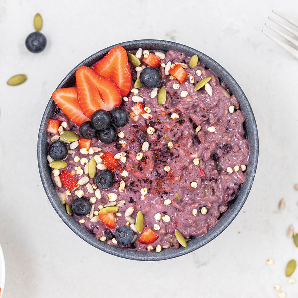 In bowl with fresh toppings