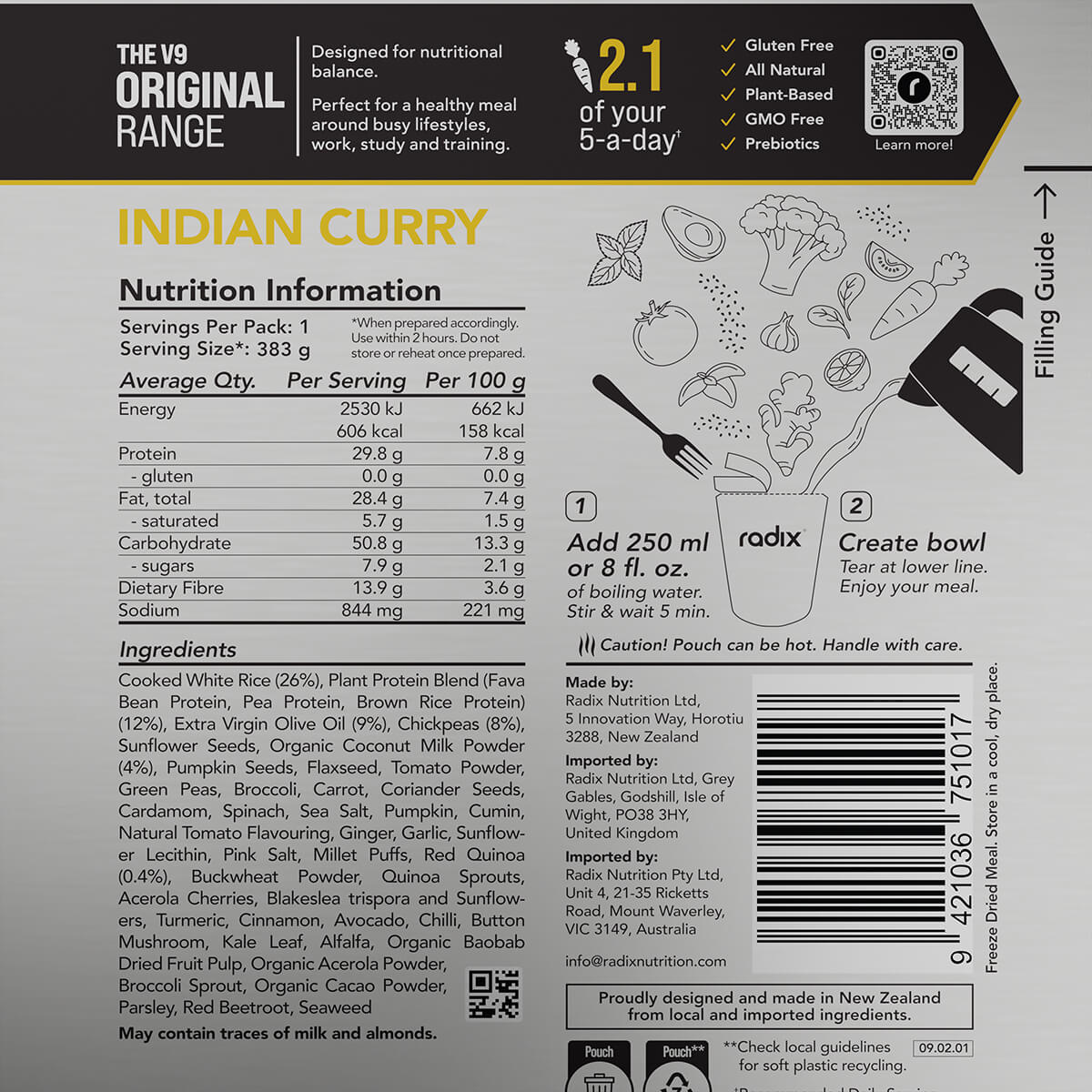 Information on back of pack
