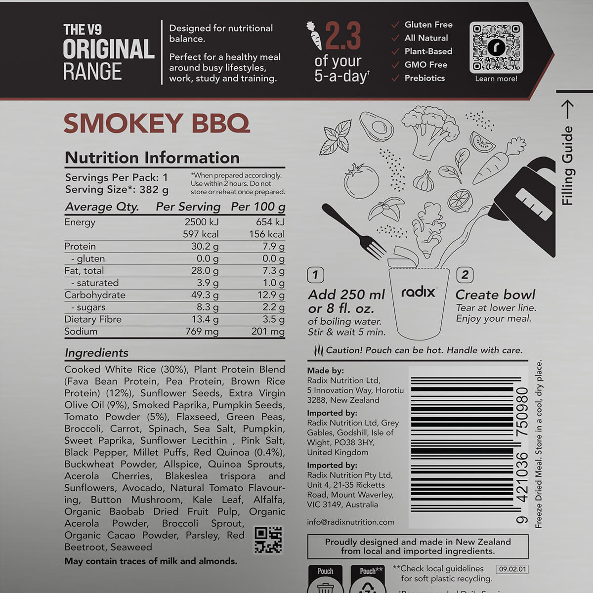 Information on back of pack