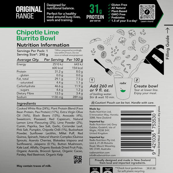 Information on back of pack