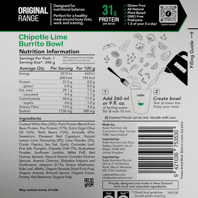 Information on back of pack