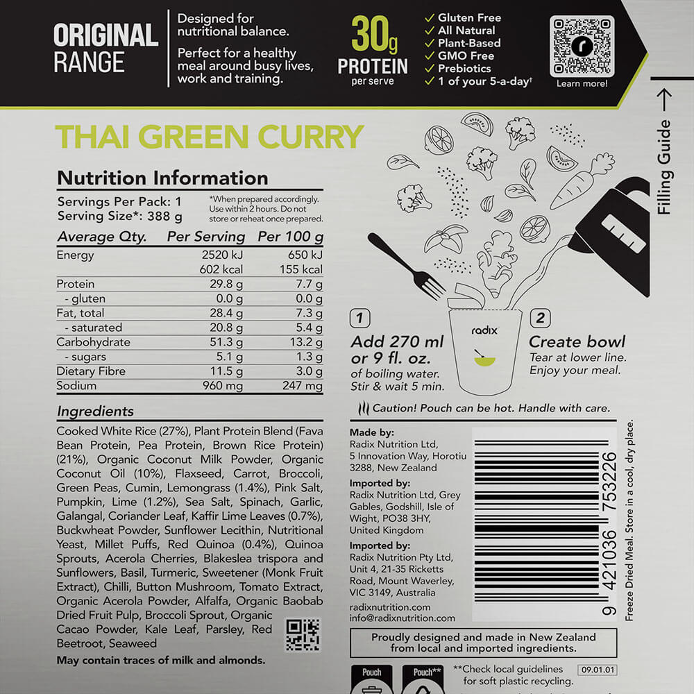 Information on back of pack