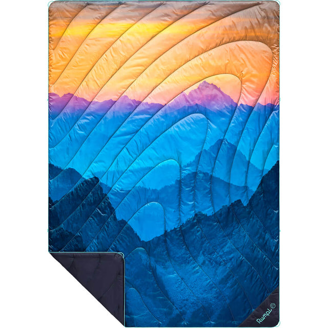 Misty Peaks Mountainscape laid out with bottom left corner showing reverse side colour