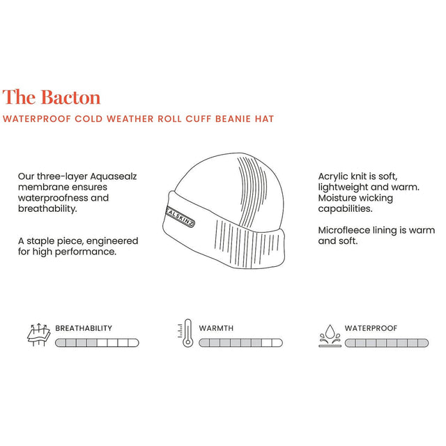Bacton Waterproof Cold Weather Roll Cuff Beanie Hat