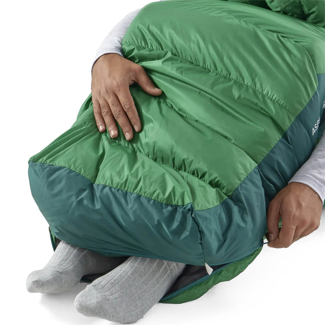 Footbox, zip open with model's feet out