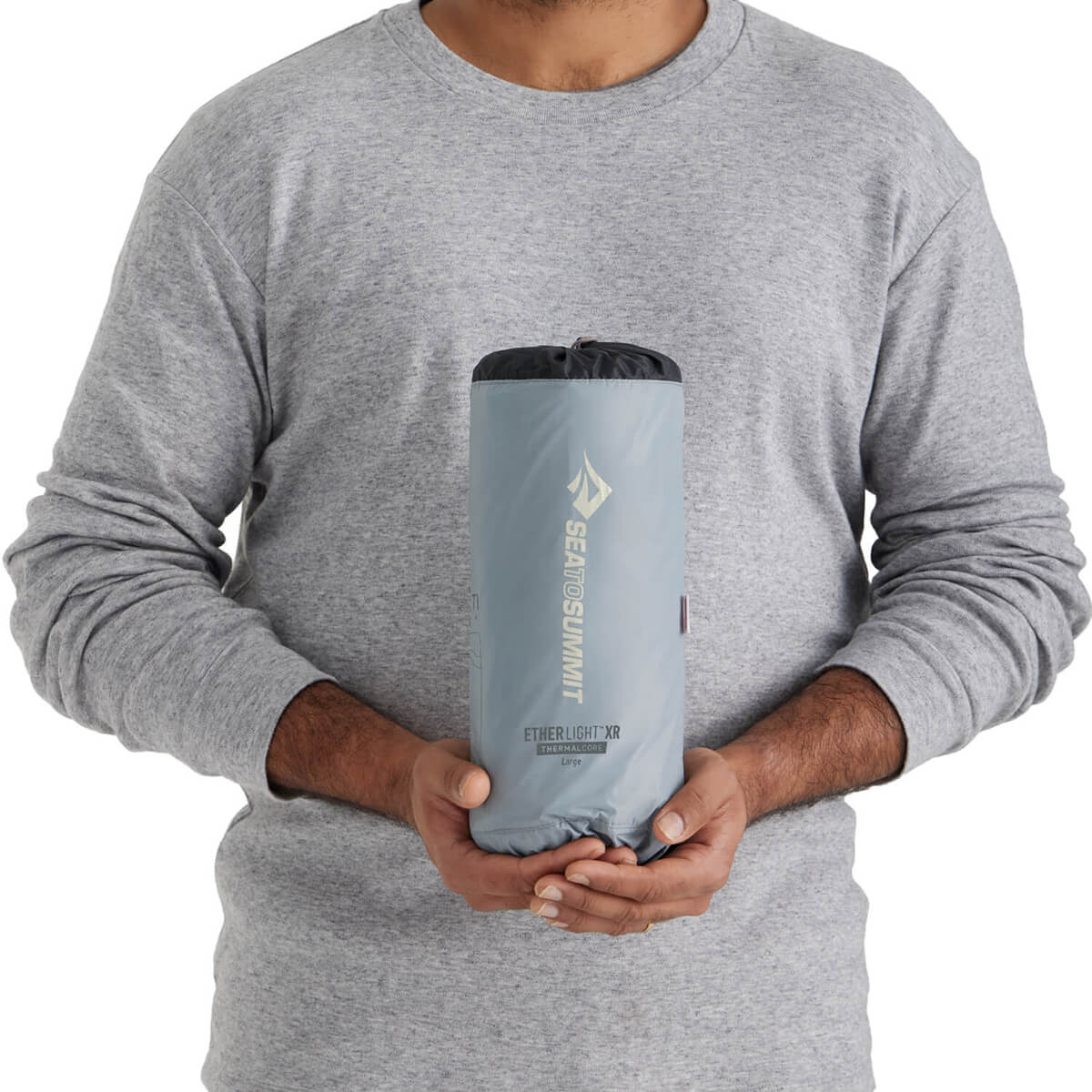 Large packed and held by model