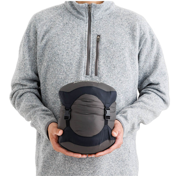 Regular packed in compression sack and held by model