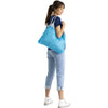 Model with bag over shoulder